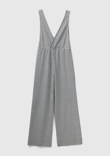  Kadın Siyah-Beyaz Tamamı Desenli Viskoz Karışımlı Tulum