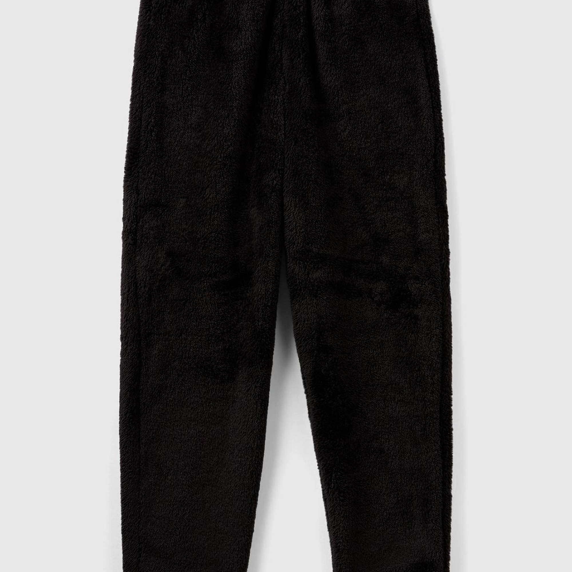 Kadın Siyah Beli Lastikli Peluş Eşofman Alt