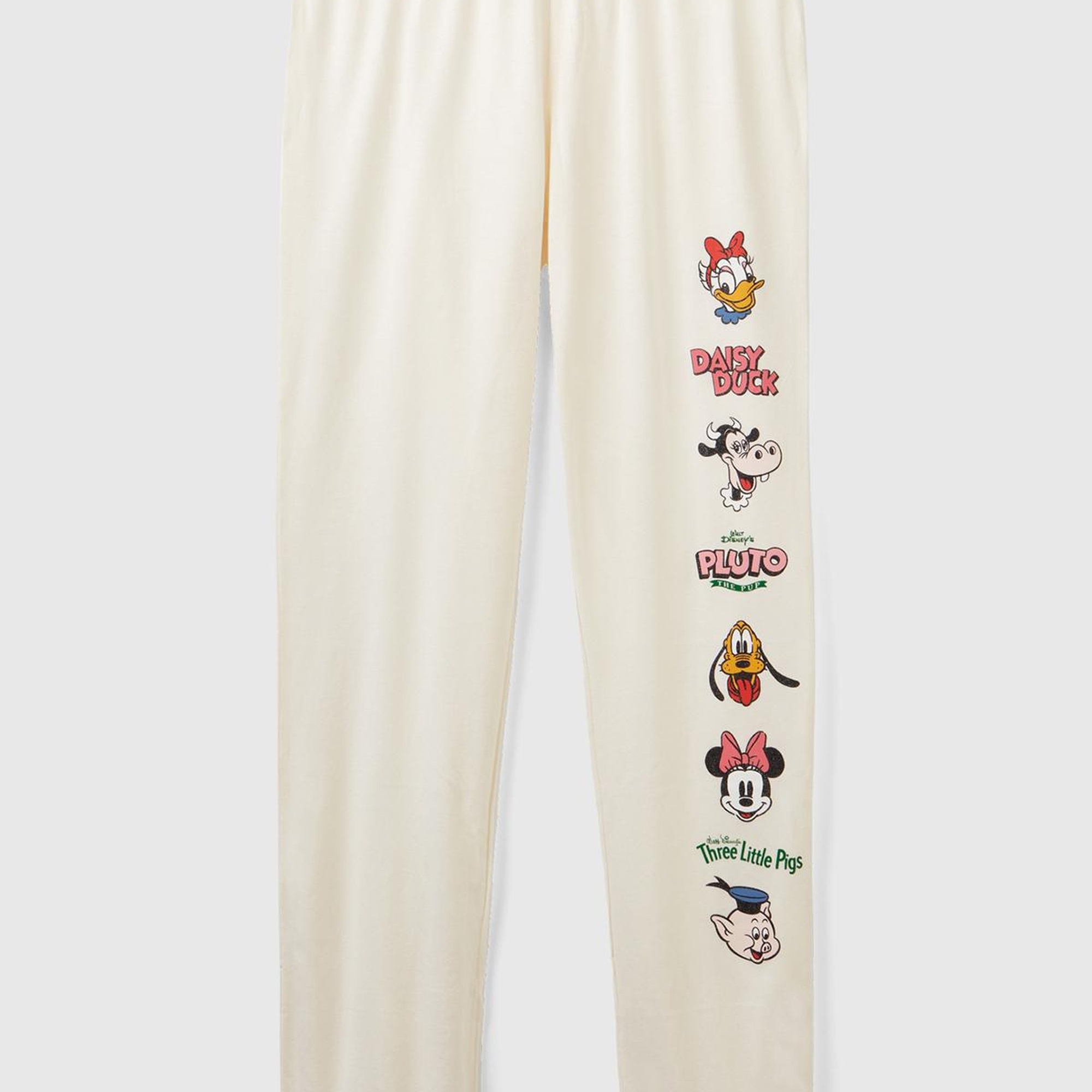 Kadın Krem Büzgü Paçalı Disney Baskılı Eşofman Alt