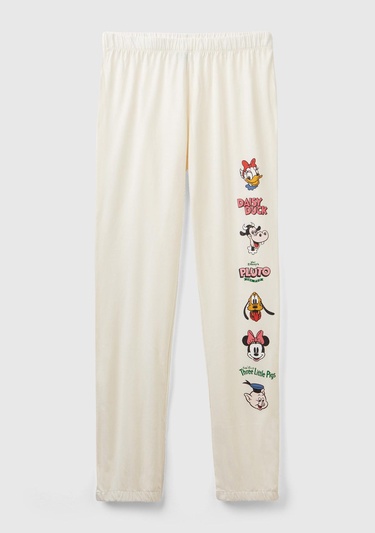  Kadın Krem Büzgü Paçalı Disney Baskılı Eşofman Alt
