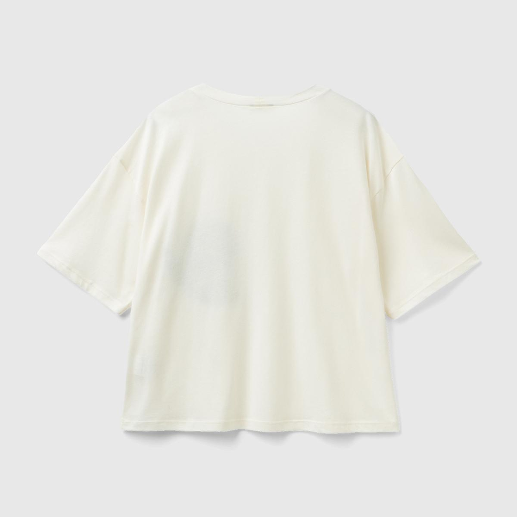 Kadın Krem Yakası Çiçek Baskılı Viskoz Karışımlı Crop Sweatshirt