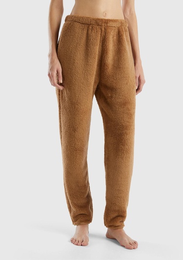  Kadın Taba Beli Lastikli Peluş Eşofman Alt