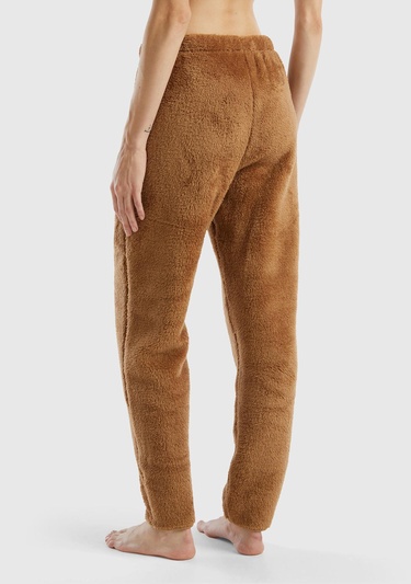  Kadın Taba Beli Lastikli Peluş Eşofman Alt