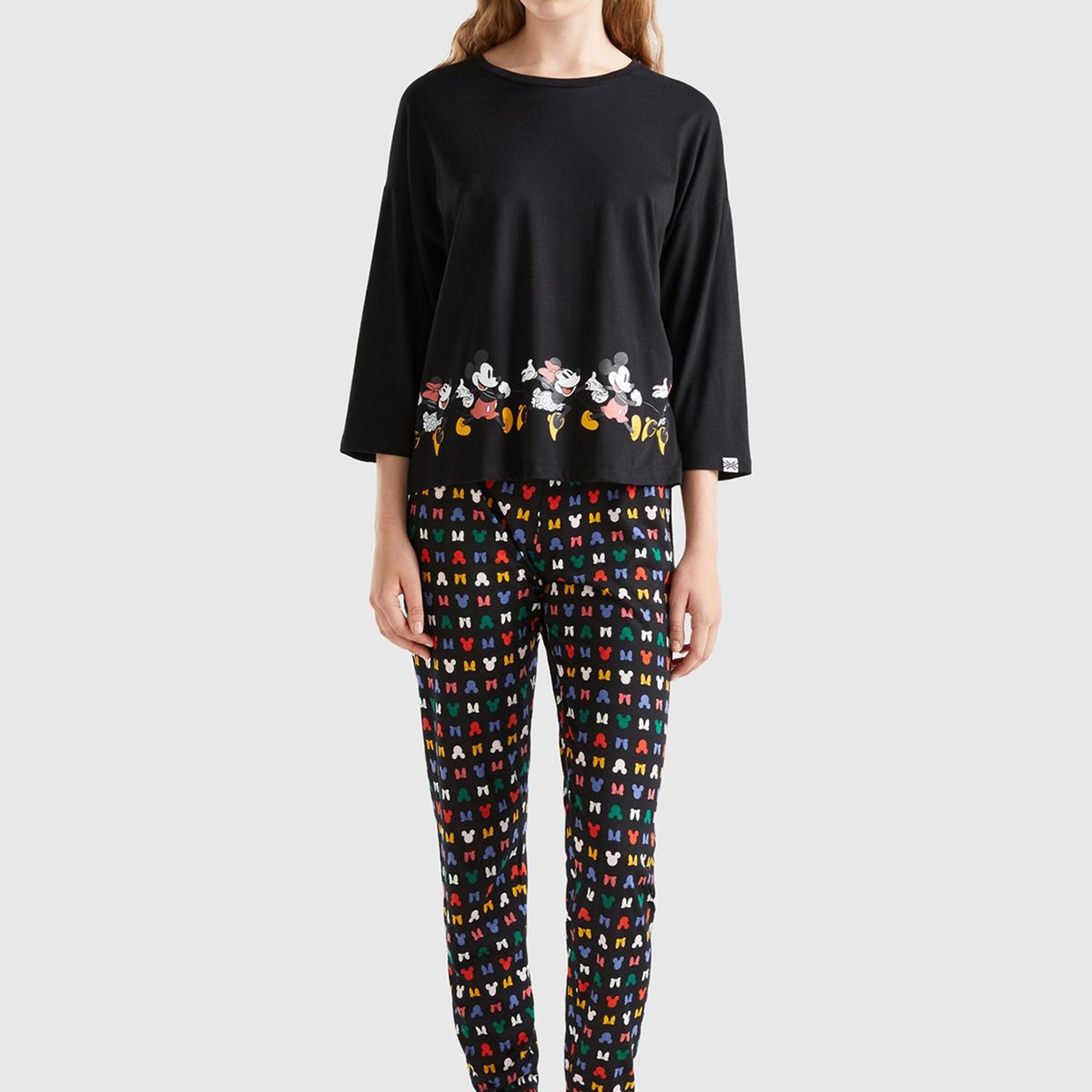 Kadın Siyah Belinde Disney Baskılı T-Shirt