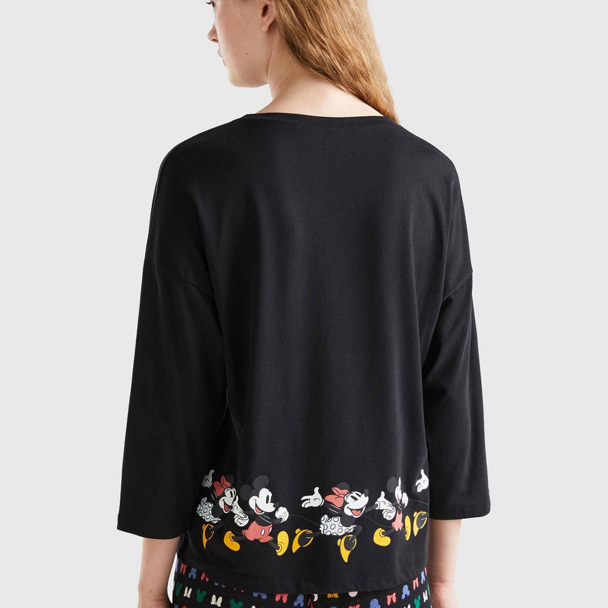 Kadın Siyah Belinde Disney Baskılı T-Shirt