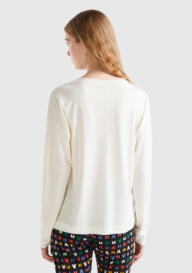  Kadın Krem Disney Baskılı T-Shirt