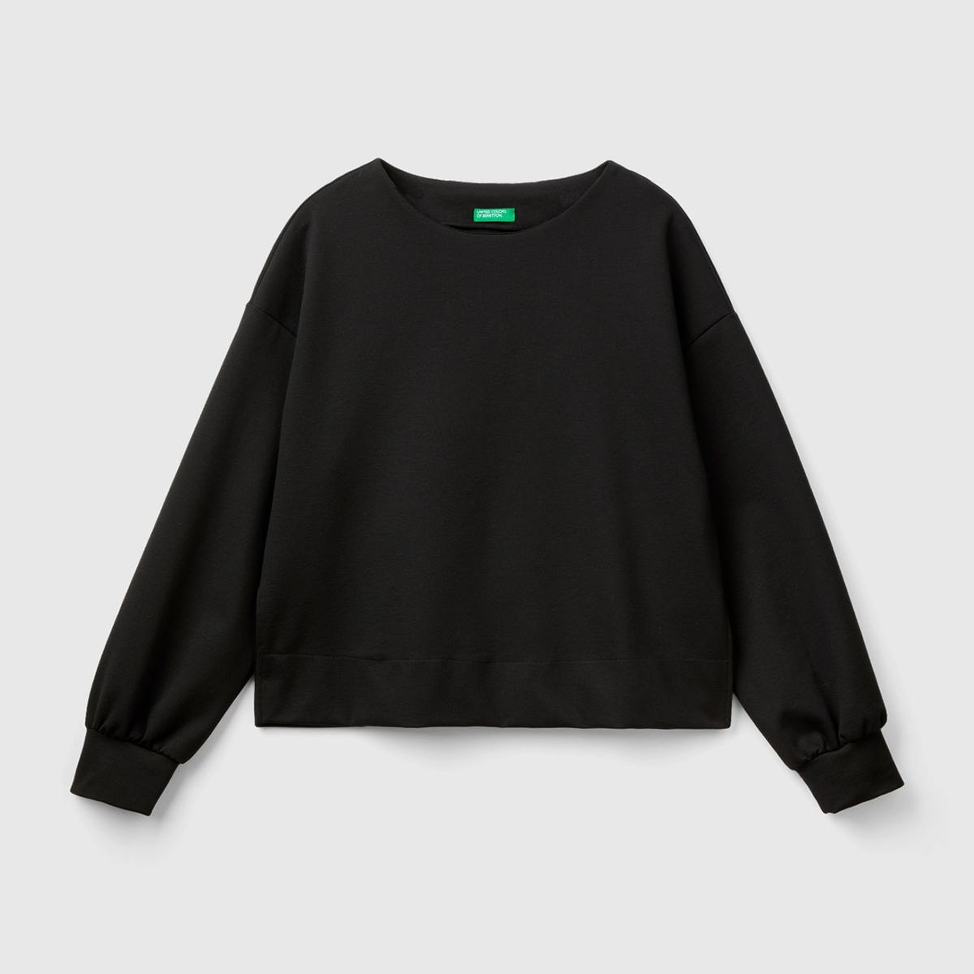 Kadın Siyah Yanlarında Yırtmaç Detaylı Viskoz Karışımlı Sweatshirt