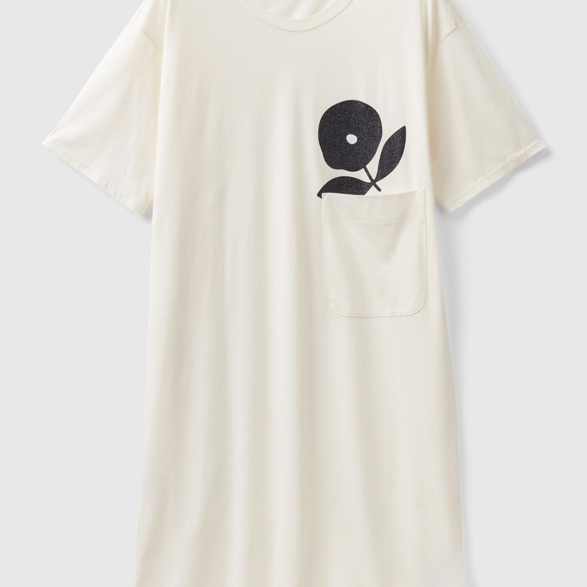 Kadın Krem Yakası Çiçek Baskılı Viskoz Karışımlı Gecelik