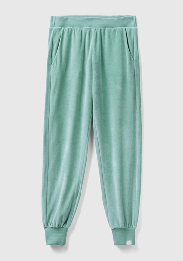  Kadın Su Yeşili Beli Lastikli Şönil Eşofman Altı