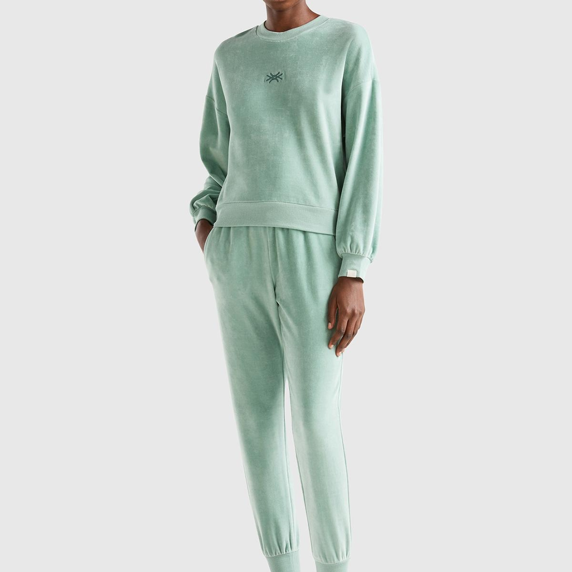 Kadın Su Yeşili Beli Lastikli Şönil Eşofman Altı