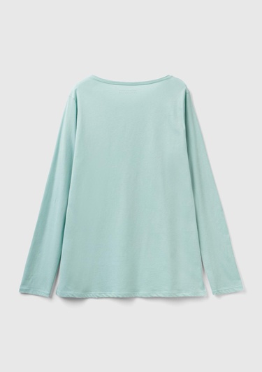  Kadın Turkuaz Bisiklet Yaka T-Shirt