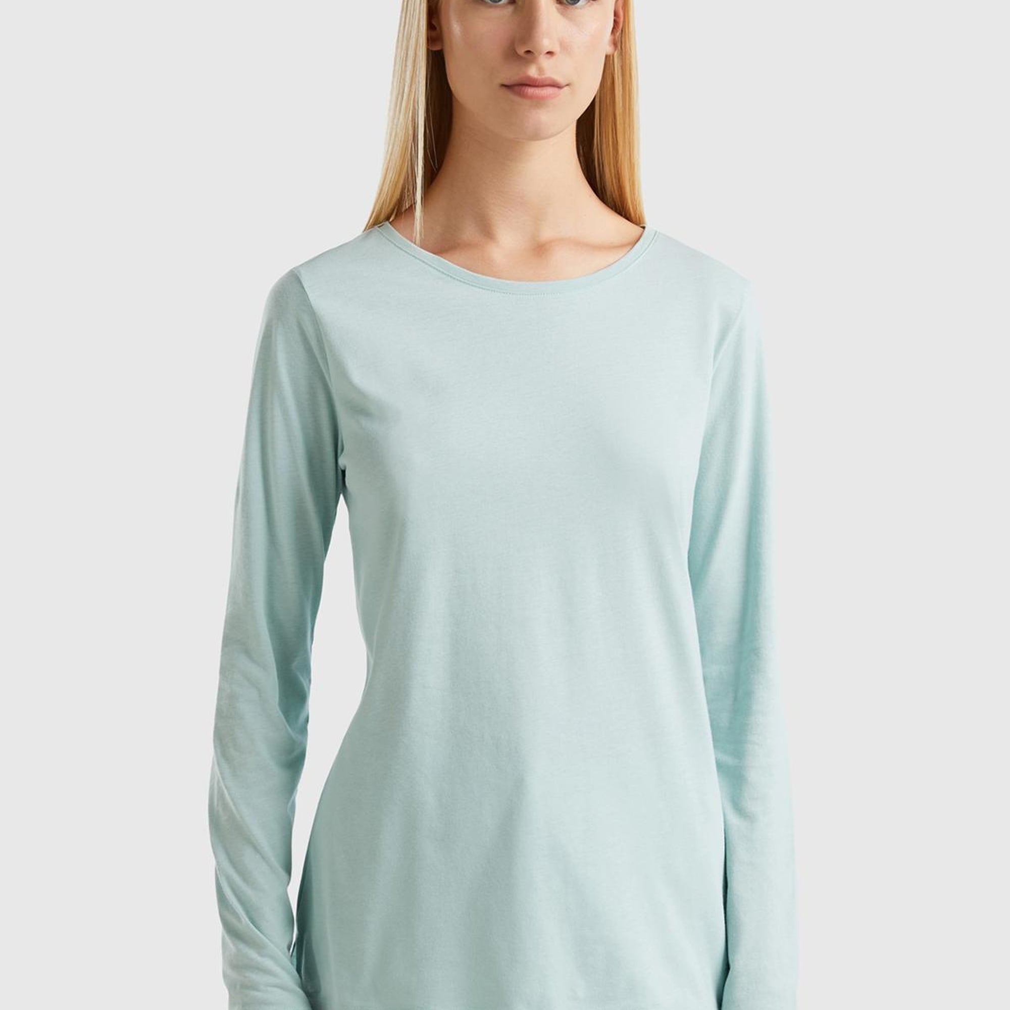 Kadın Turkuaz Bisiklet Yaka T-Shirt