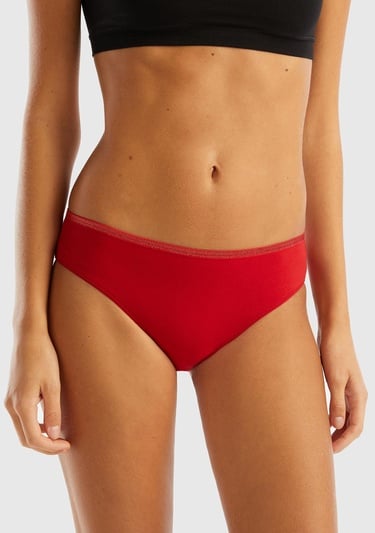  Kadın Kırmızı Beli Lastikli Mickey Baskılı Brazilian Slip Külot