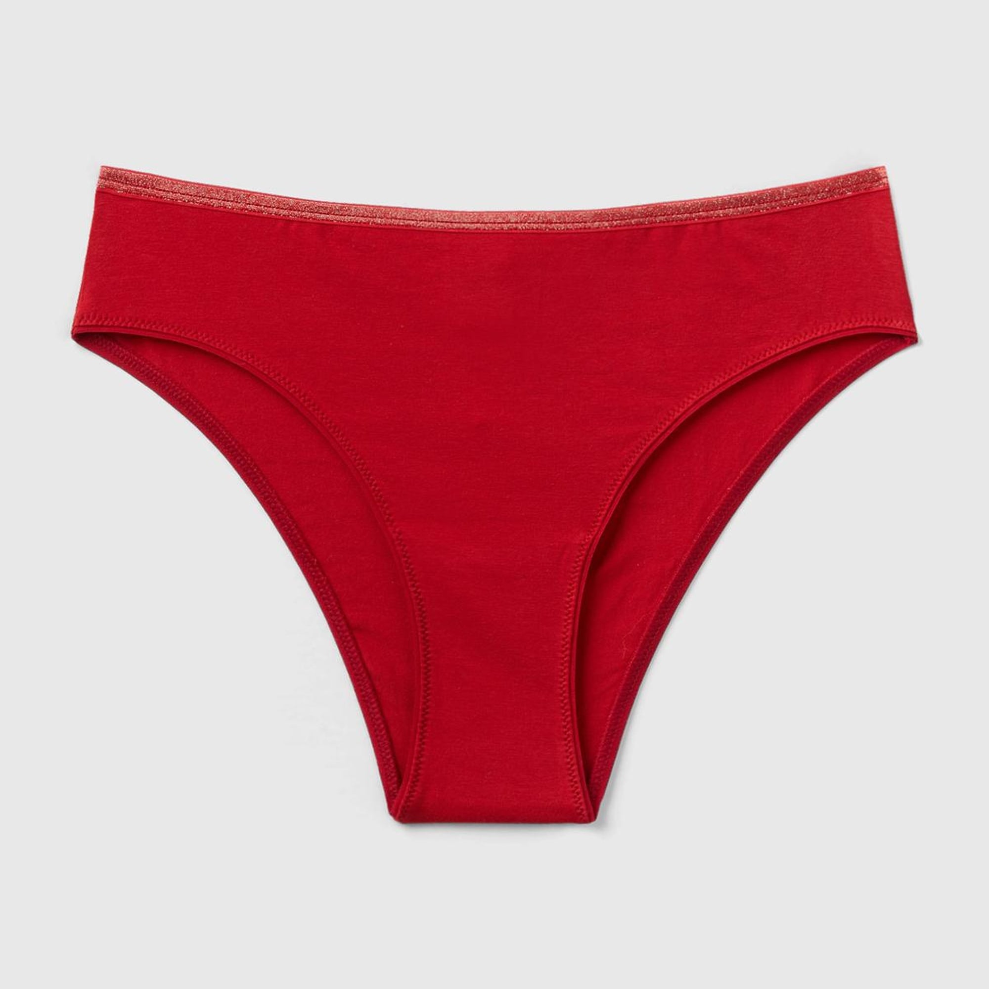 Kadın Kırmızı Beli Lastikli Mickey Baskılı Brazilian Slip Külot