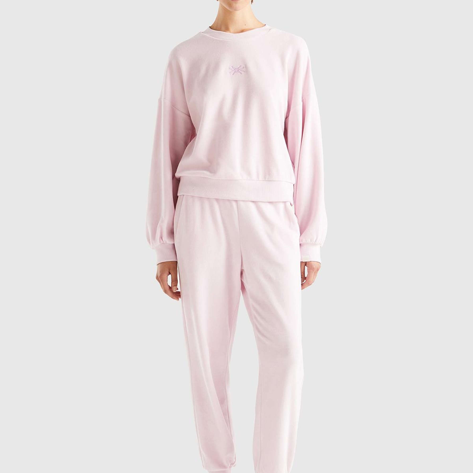 Kadın Gül Kurusu Logo Baskılı Şönil Sweatshirt