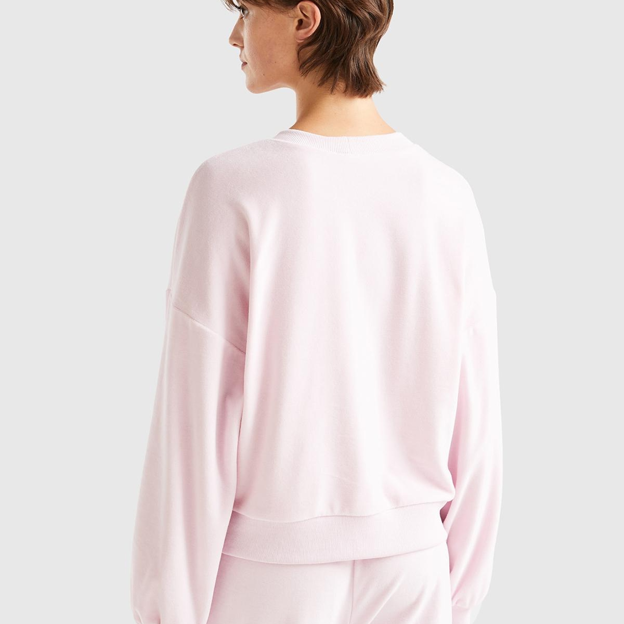 Kadın Gül Kurusu Logo Baskılı Şönil Sweatshirt