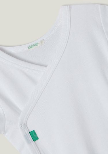  Bebek Beyaz Mix Desenli V Yaka 2'li Tulum