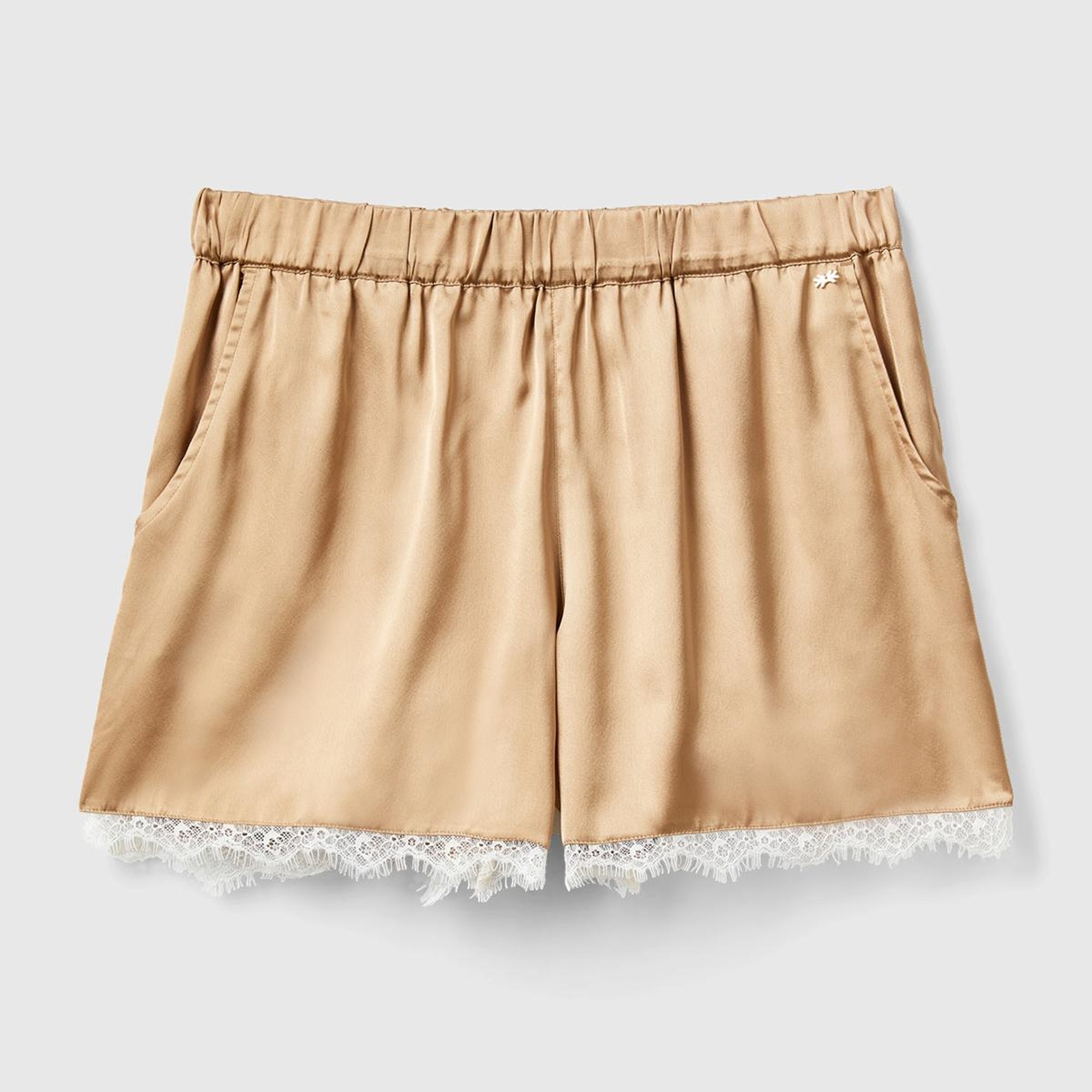 Kadın Taba Dantel Detaylı Pijama Şort