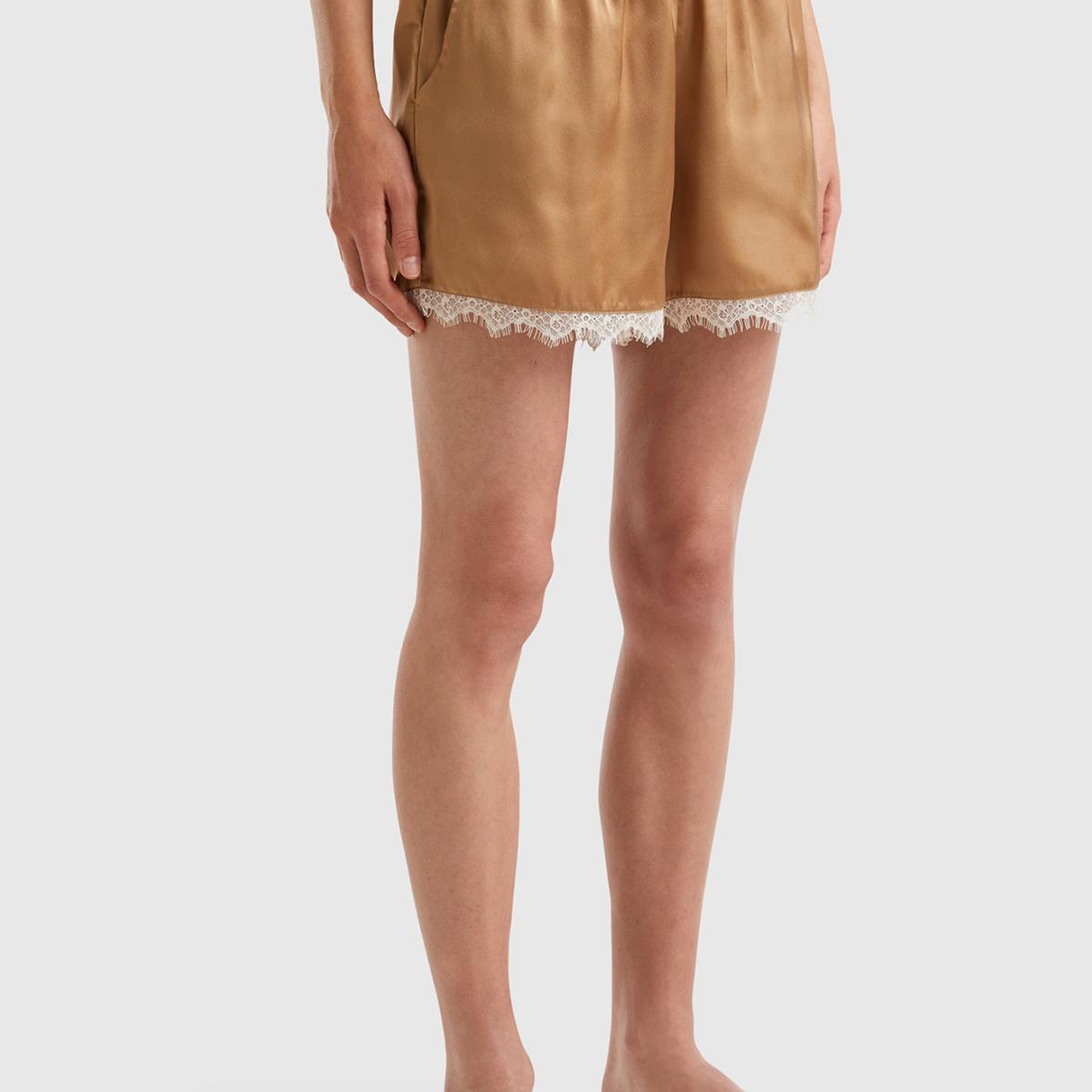 Kadın Taba Dantel Detaylı Pijama Şort