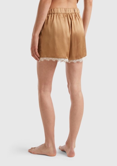  Kadın Taba Dantel Detaylı Pijama Şort