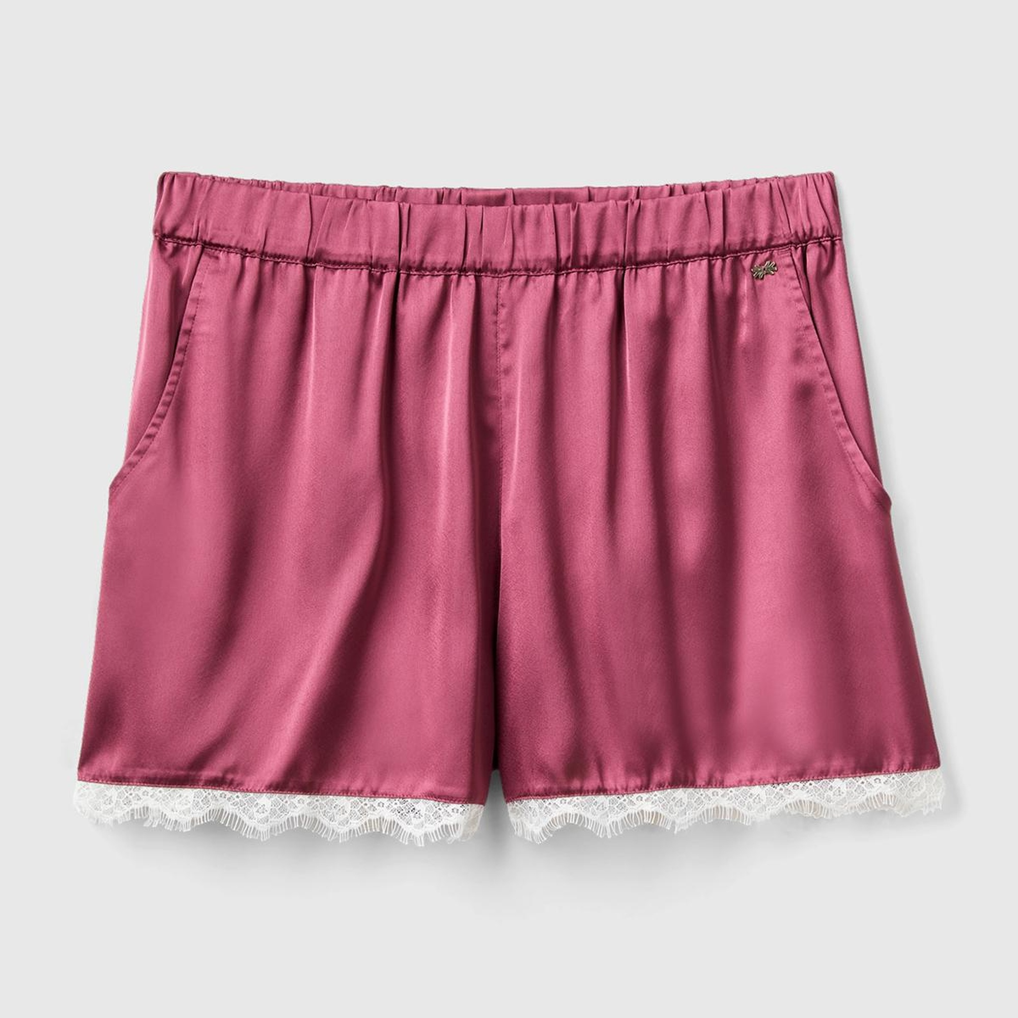 Kadın Bordo Dantel Detaylı Pijama Şort