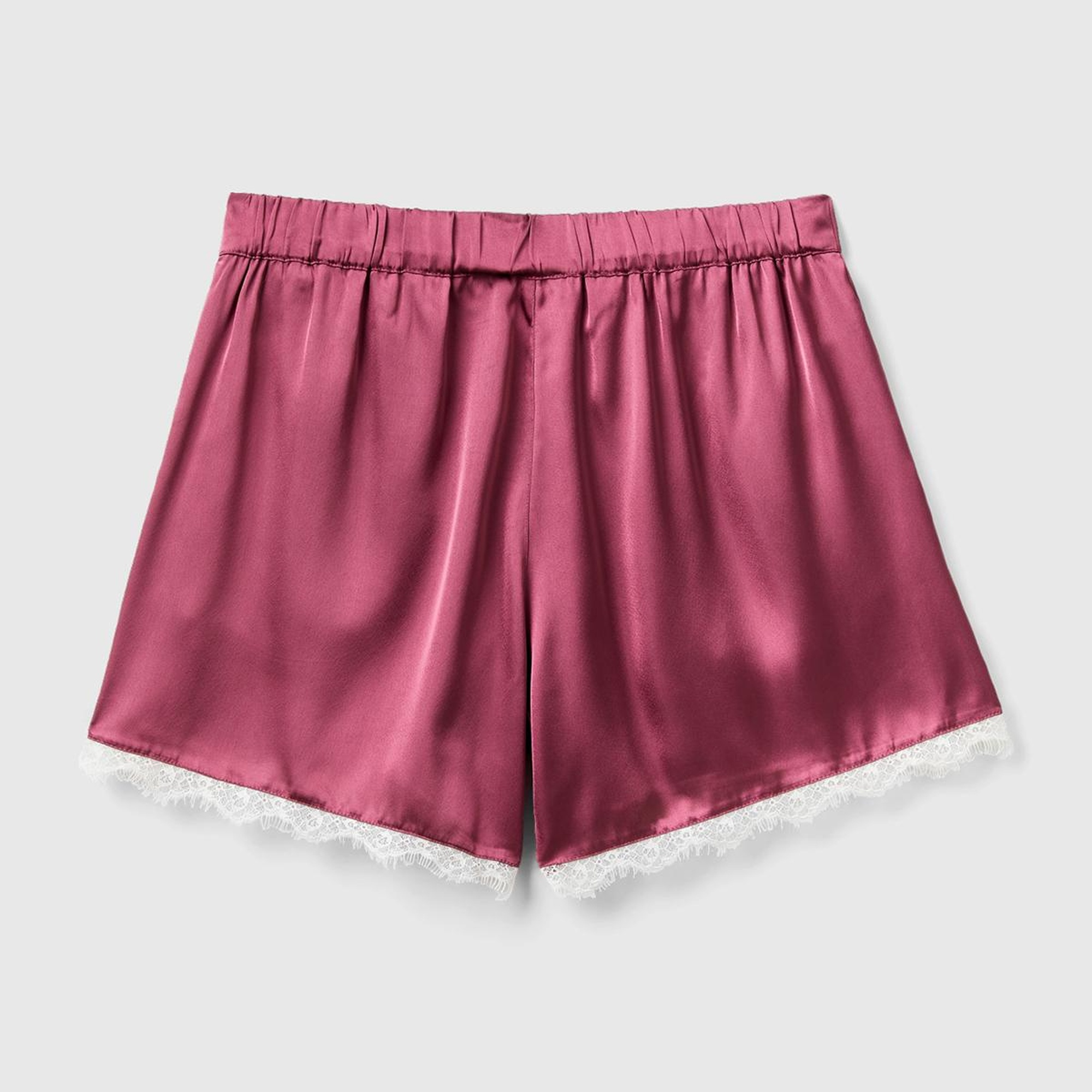 Kadın Bordo Dantel Detaylı Pijama Şort