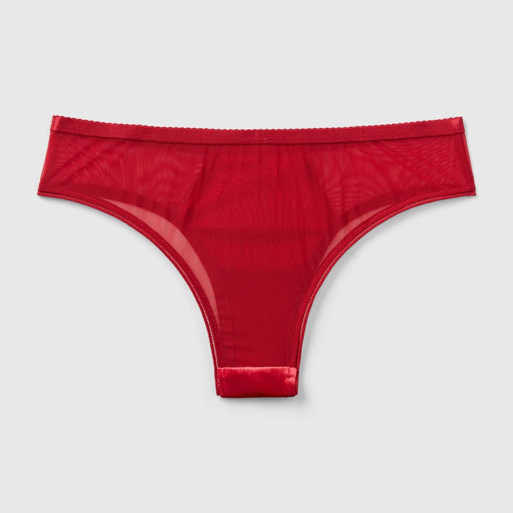 Kadın Kırmızı Renk Bloklu Brazilian Kesim Slip Külot