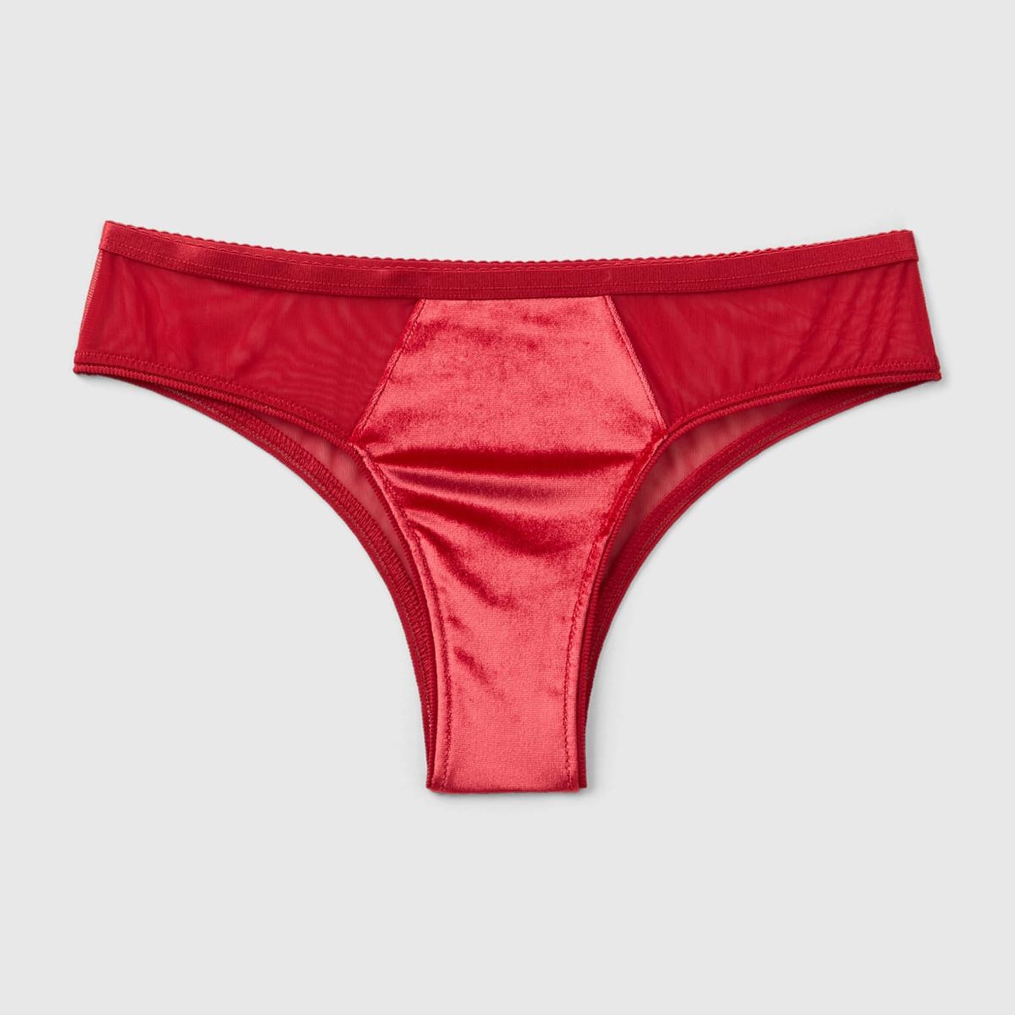 Kadın Kırmızı Renk Bloklu Brazilian Kesim Slip Külot