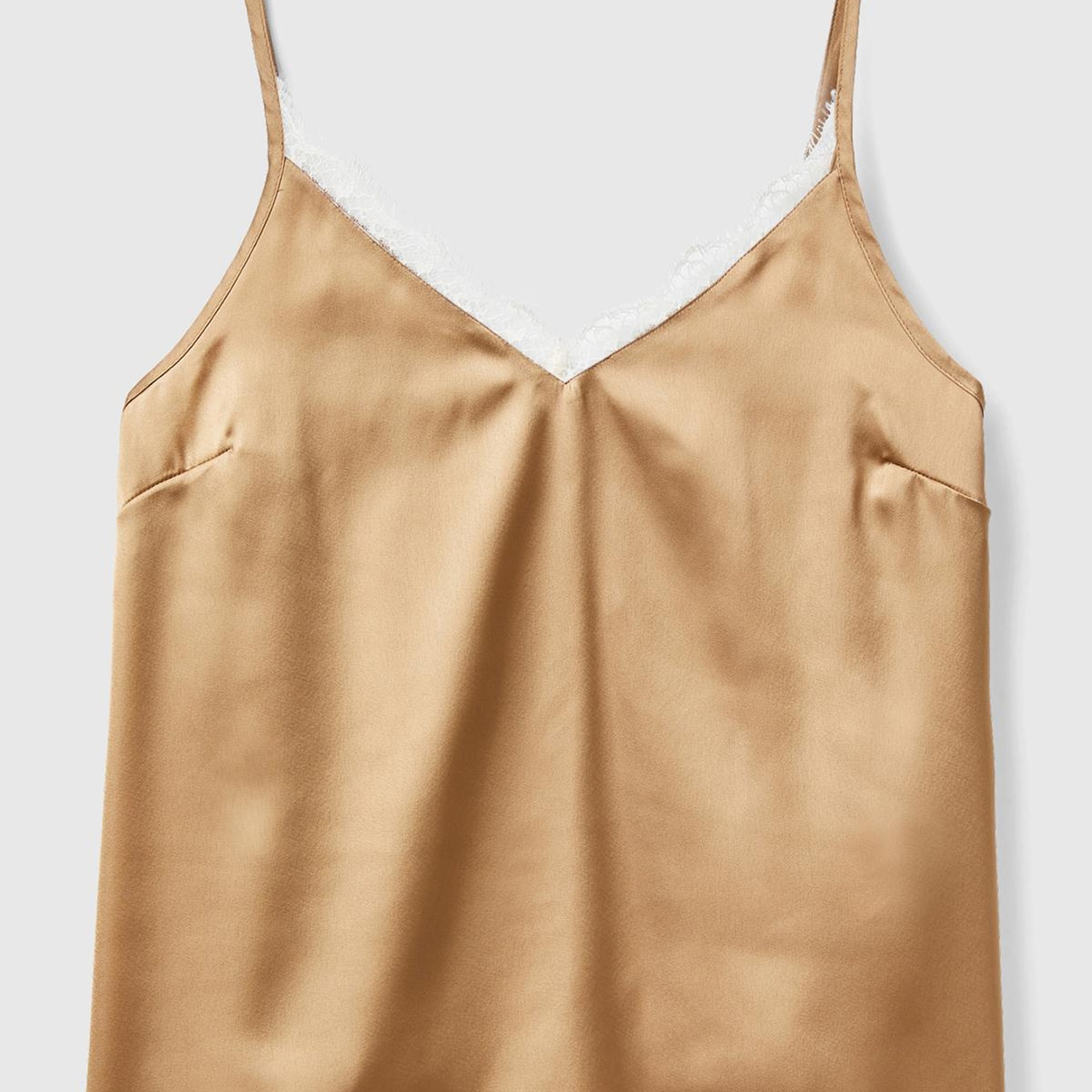 Kadın Taba Yakası Dantelli Askılı Pijama Üst