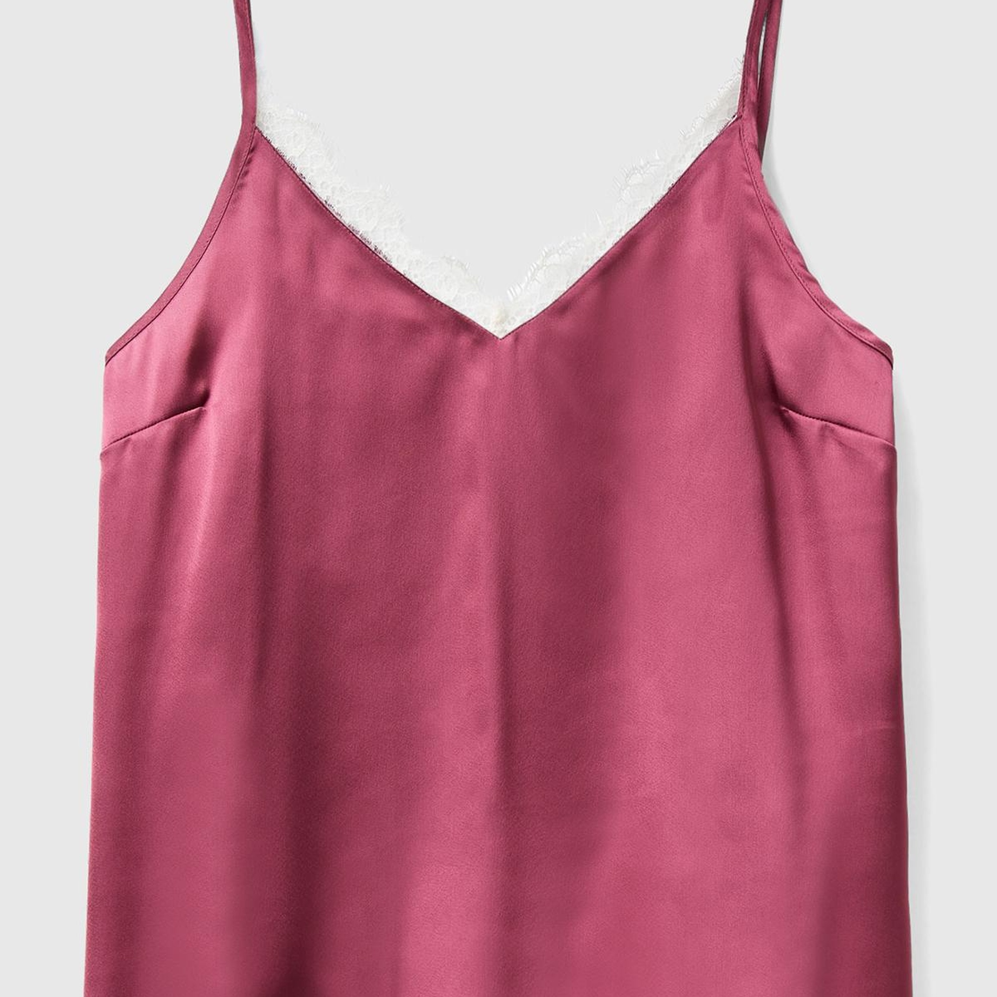 Kadın Bordo Yakası Dantelli Askılı Pijama Üst