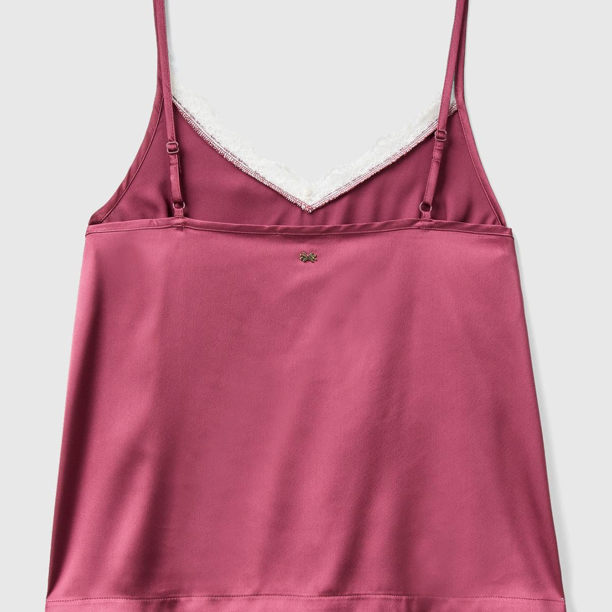 Kadın Bordo Yakası Dantelli Askılı Pijama Üst