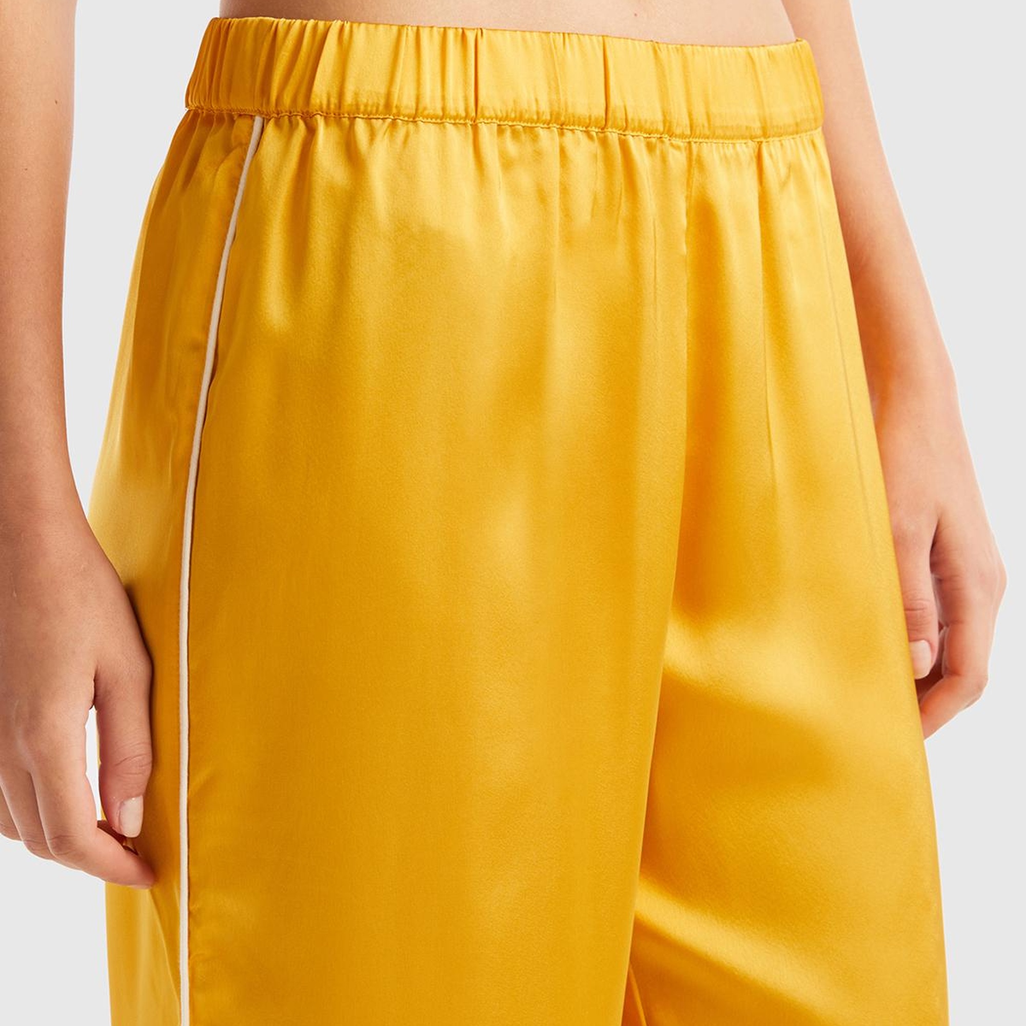 Kadın Hardal Saten Pijama Takımı