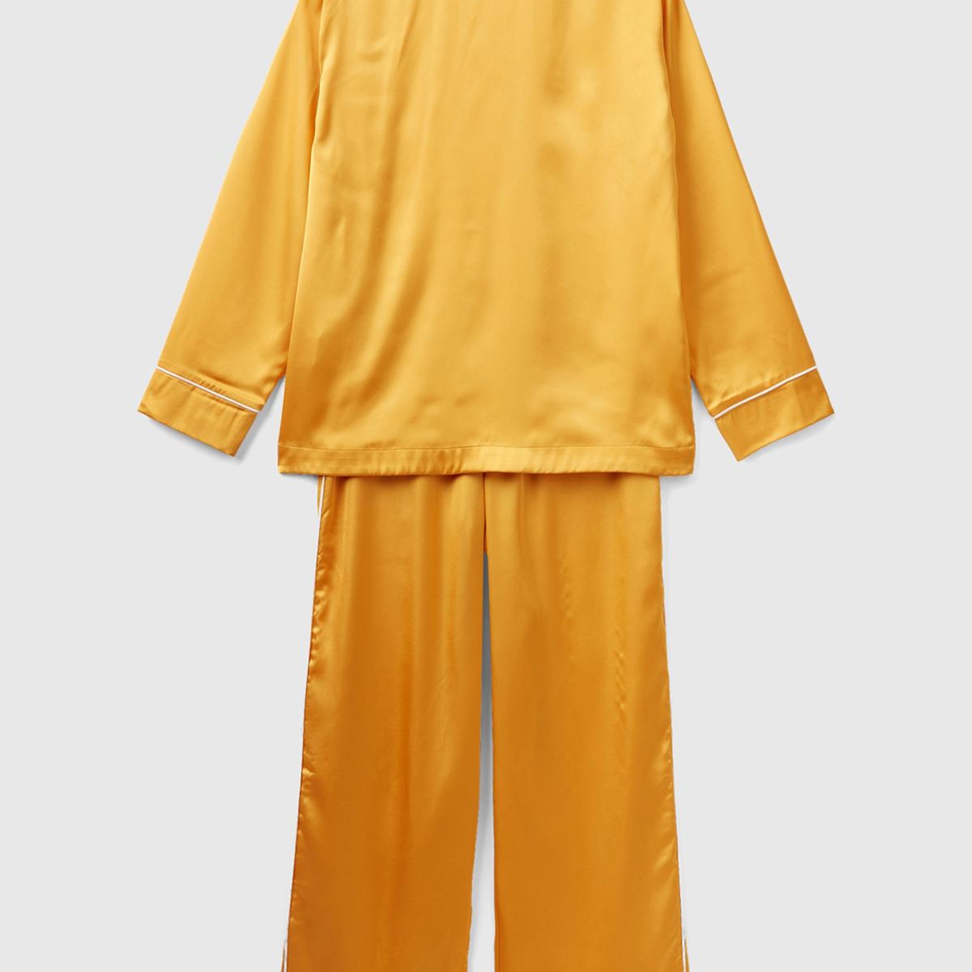 Kadın Hardal Saten Pijama Takımı