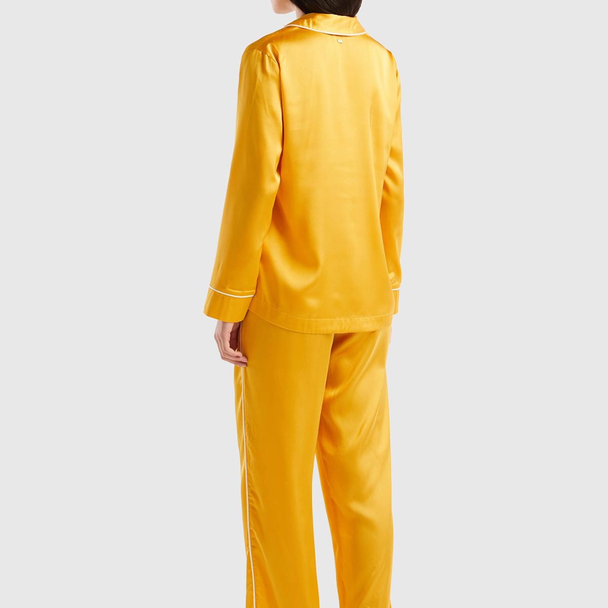 Kadın Hardal Saten Pijama Takımı