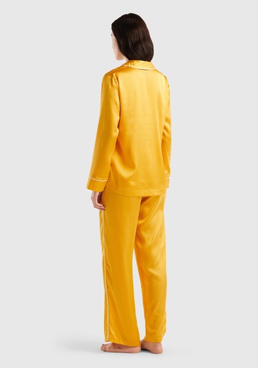 Kadın Hardal Saten Pijama Takımı