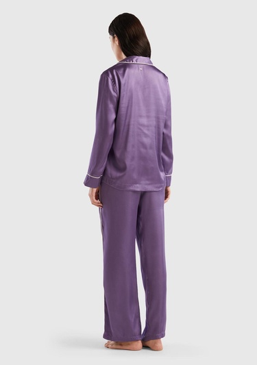  Kadın Mor Saten Pijama Takımı