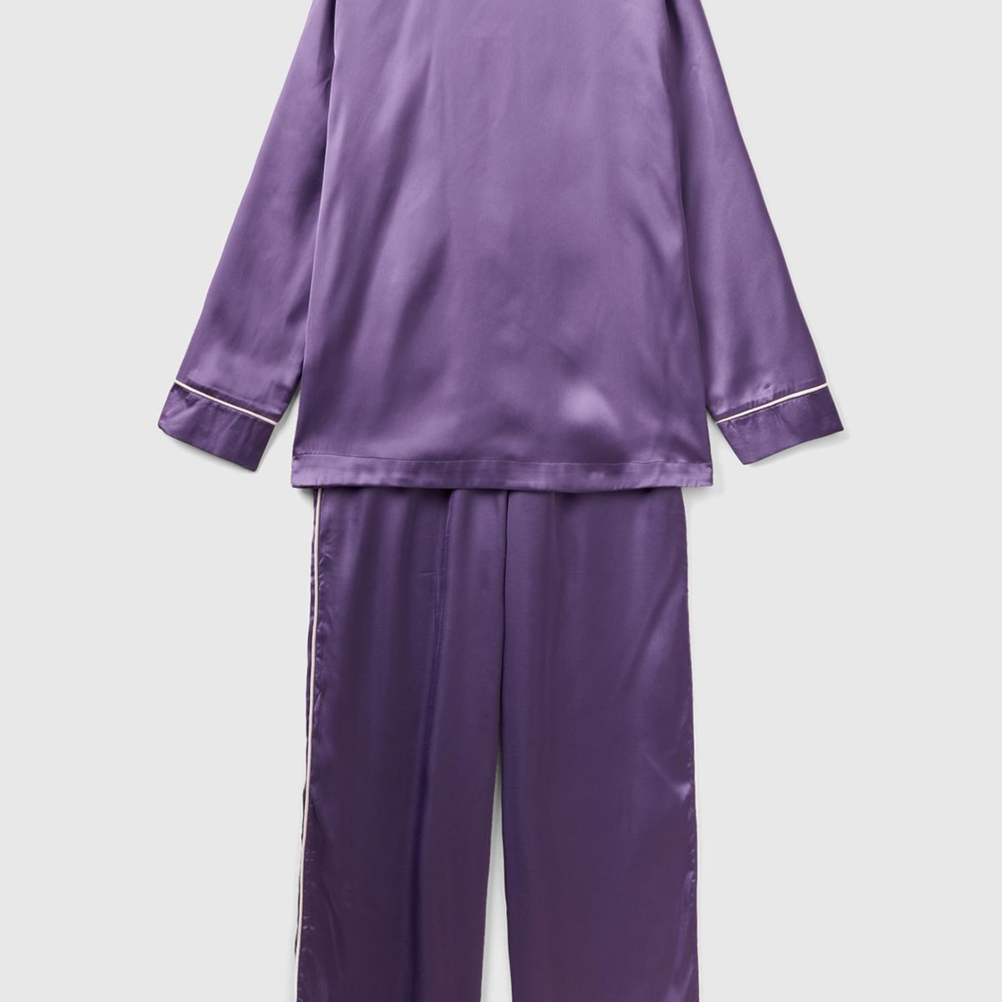 Kadın Mor Saten Pijama Takımı