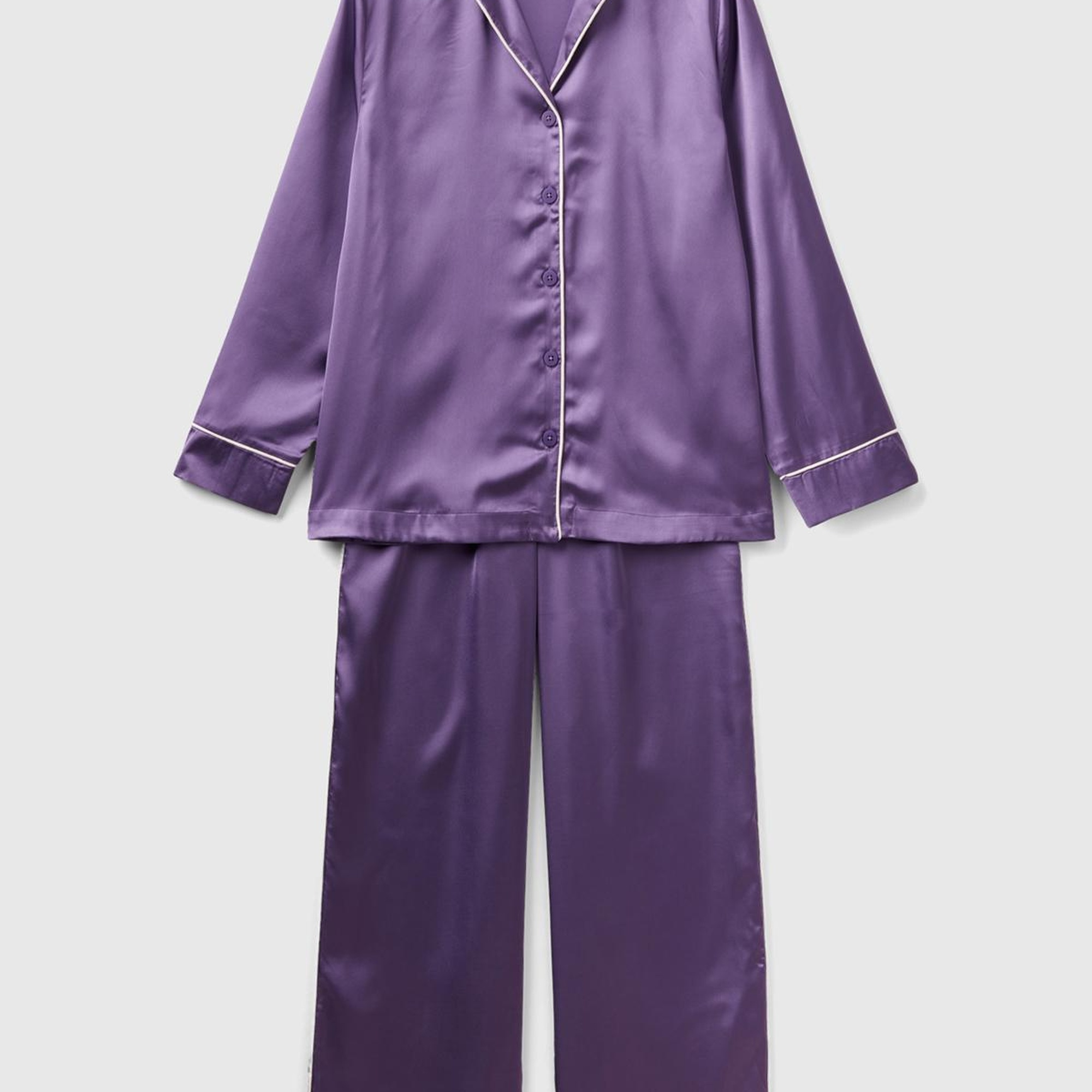 Kadın Mor Saten Pijama Takımı