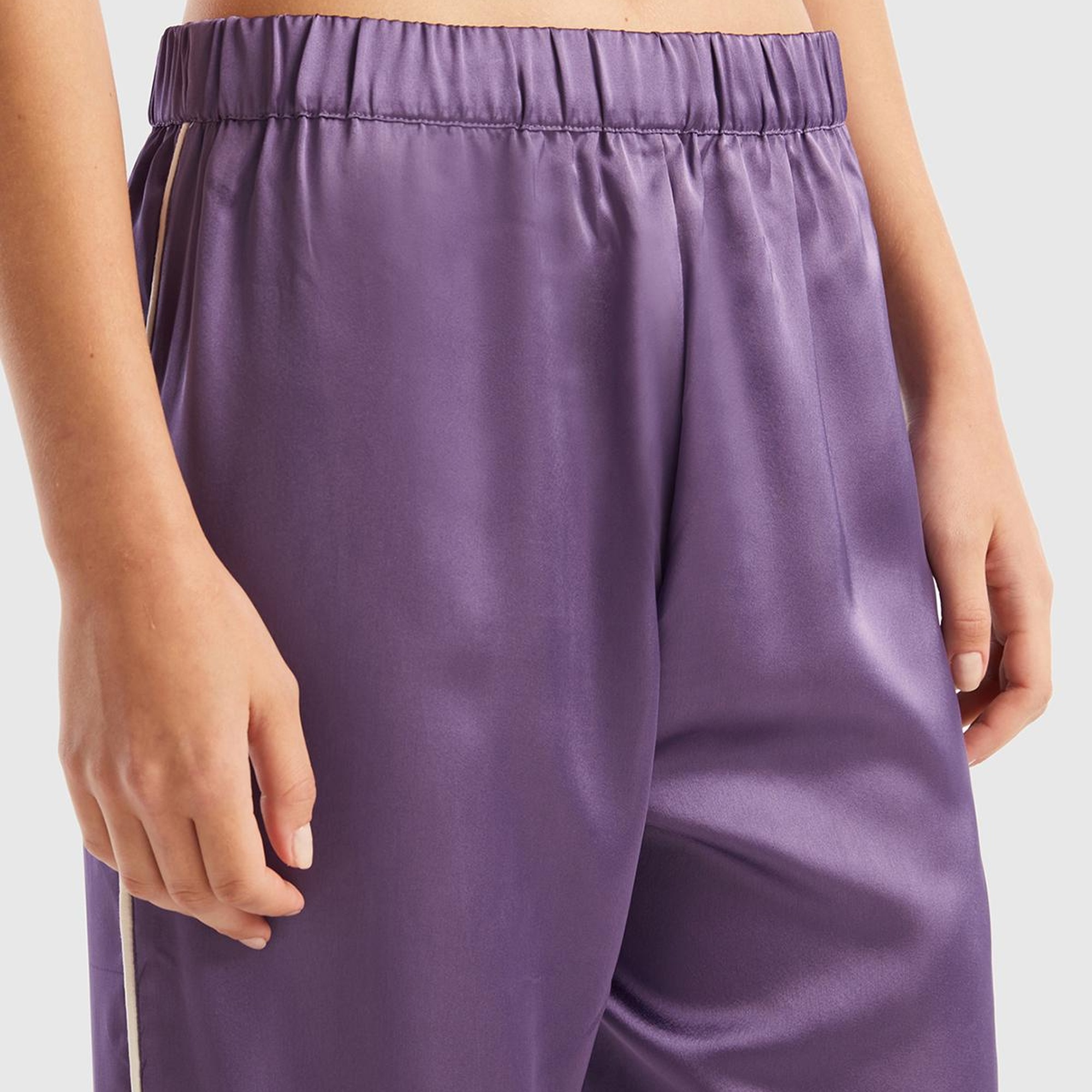 Kadın Mor Saten Pijama Takımı