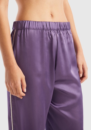  Kadın Mor Saten Pijama Takımı