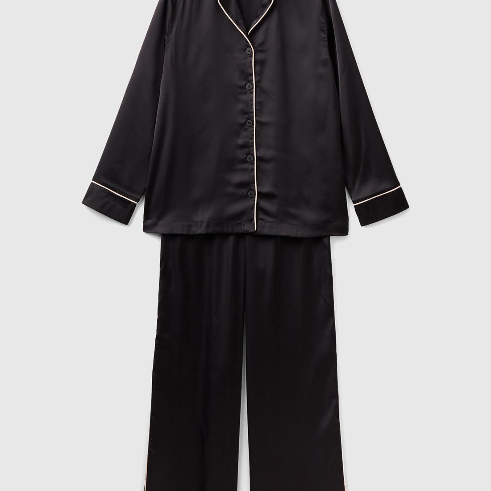 Kadın Siyah Saten Pijama Takımı