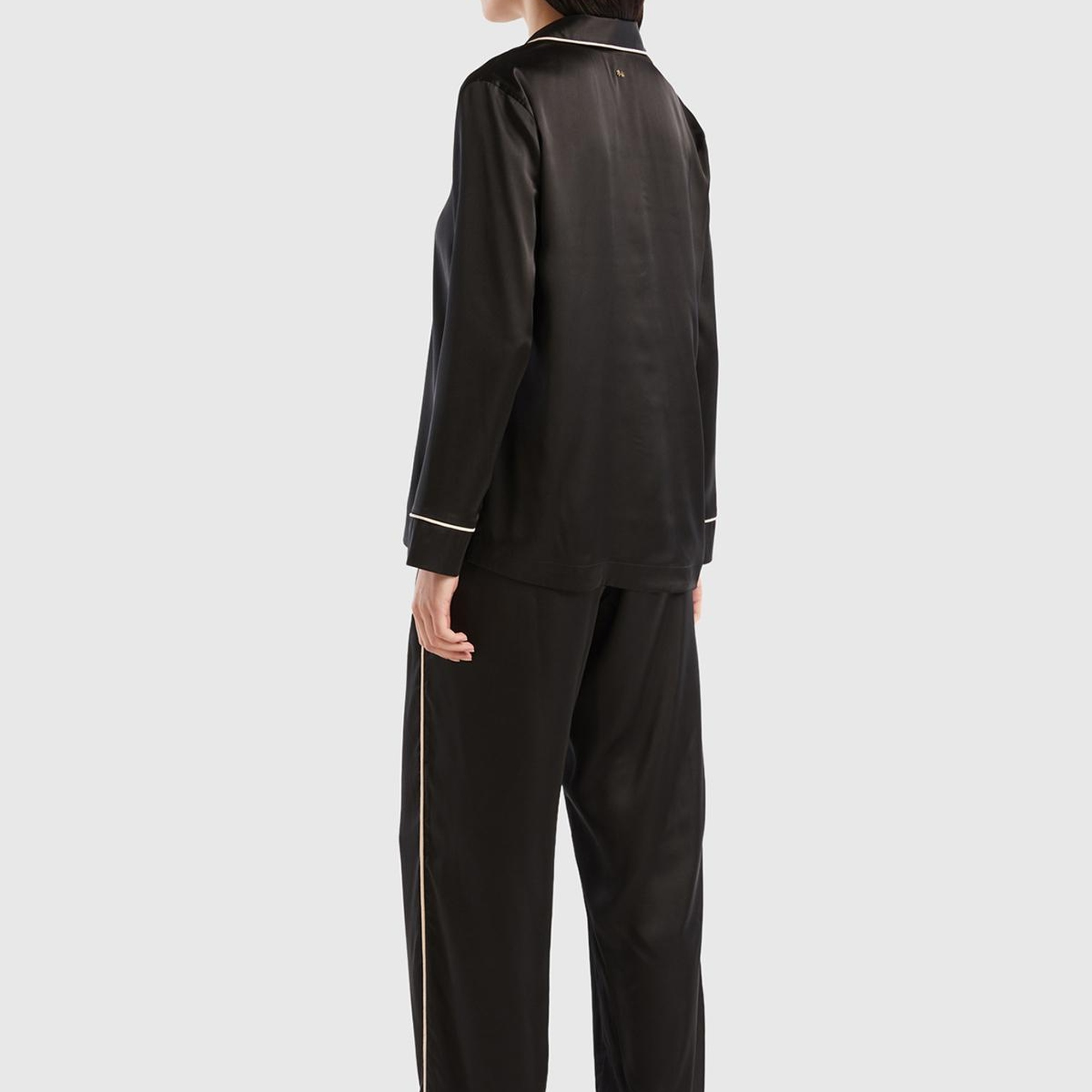 Kadın Siyah Saten Pijama Takımı