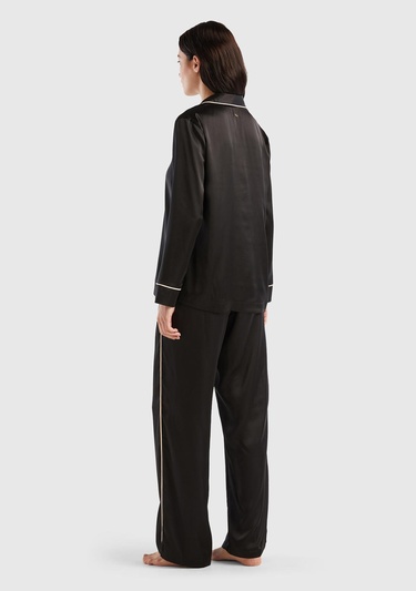  Kadın Siyah Saten Pijama Takımı