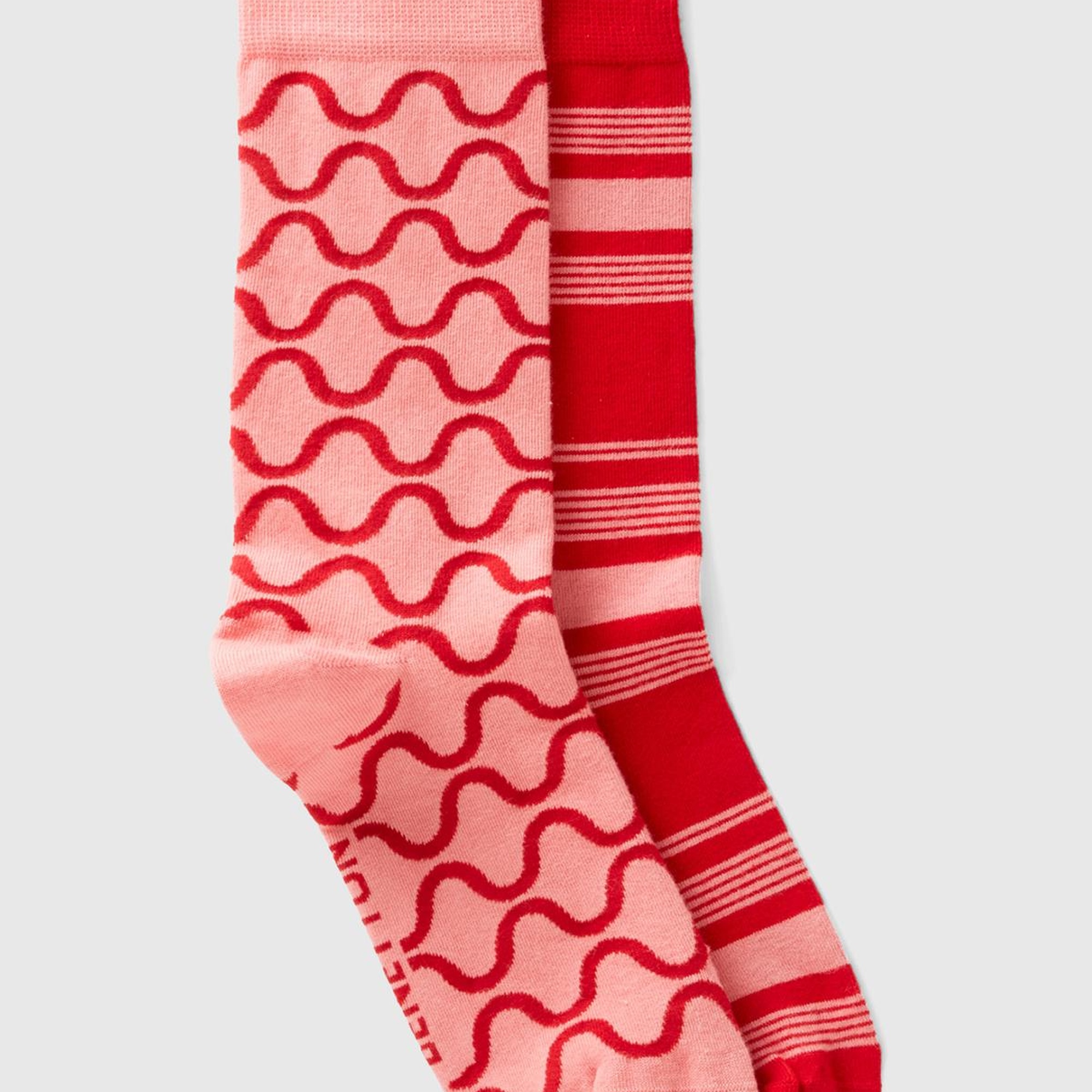 Unisex Kırmızı Mix 2'li Soket Çorap