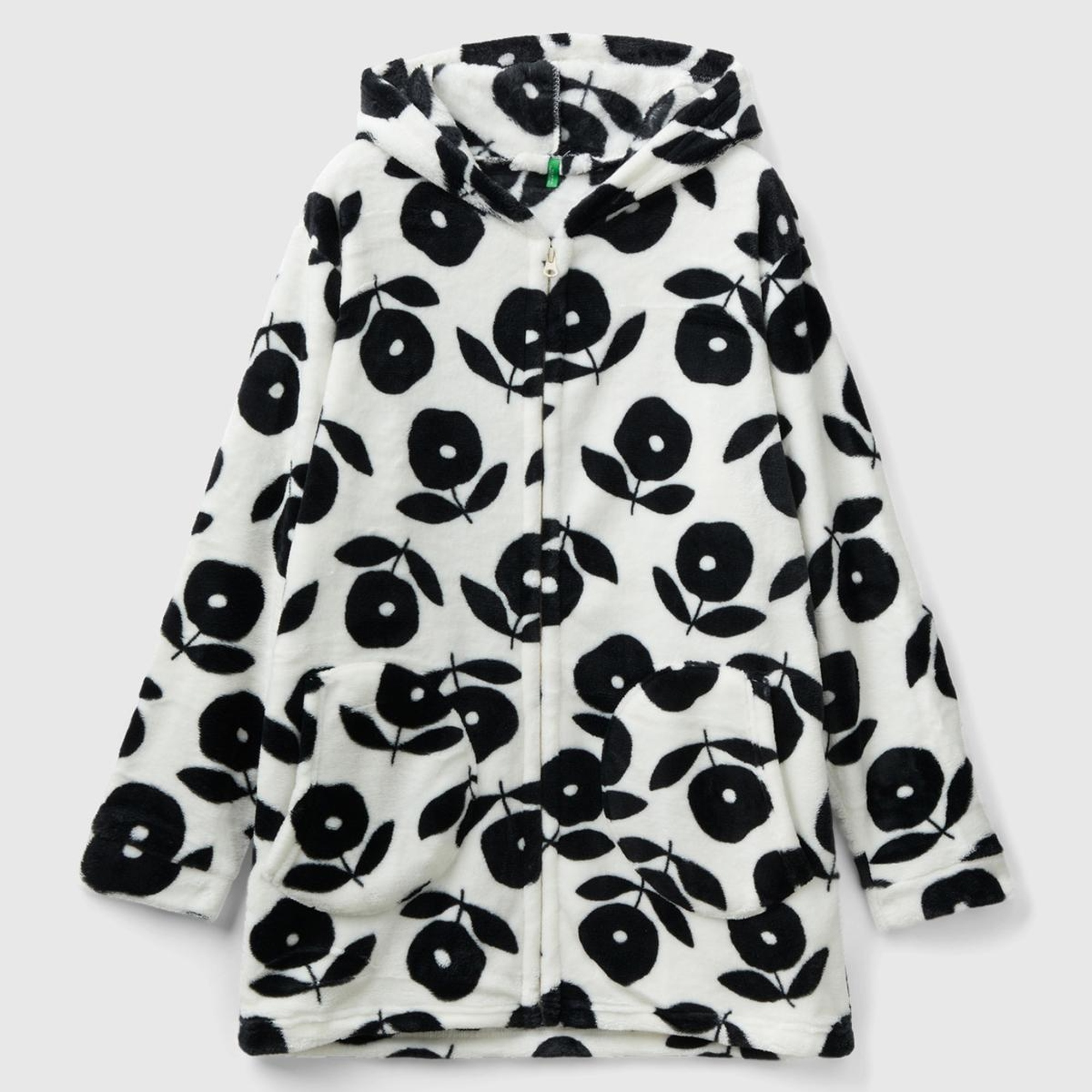 Kadın Krem Tamamı Çiçek Desenli Sabahlık