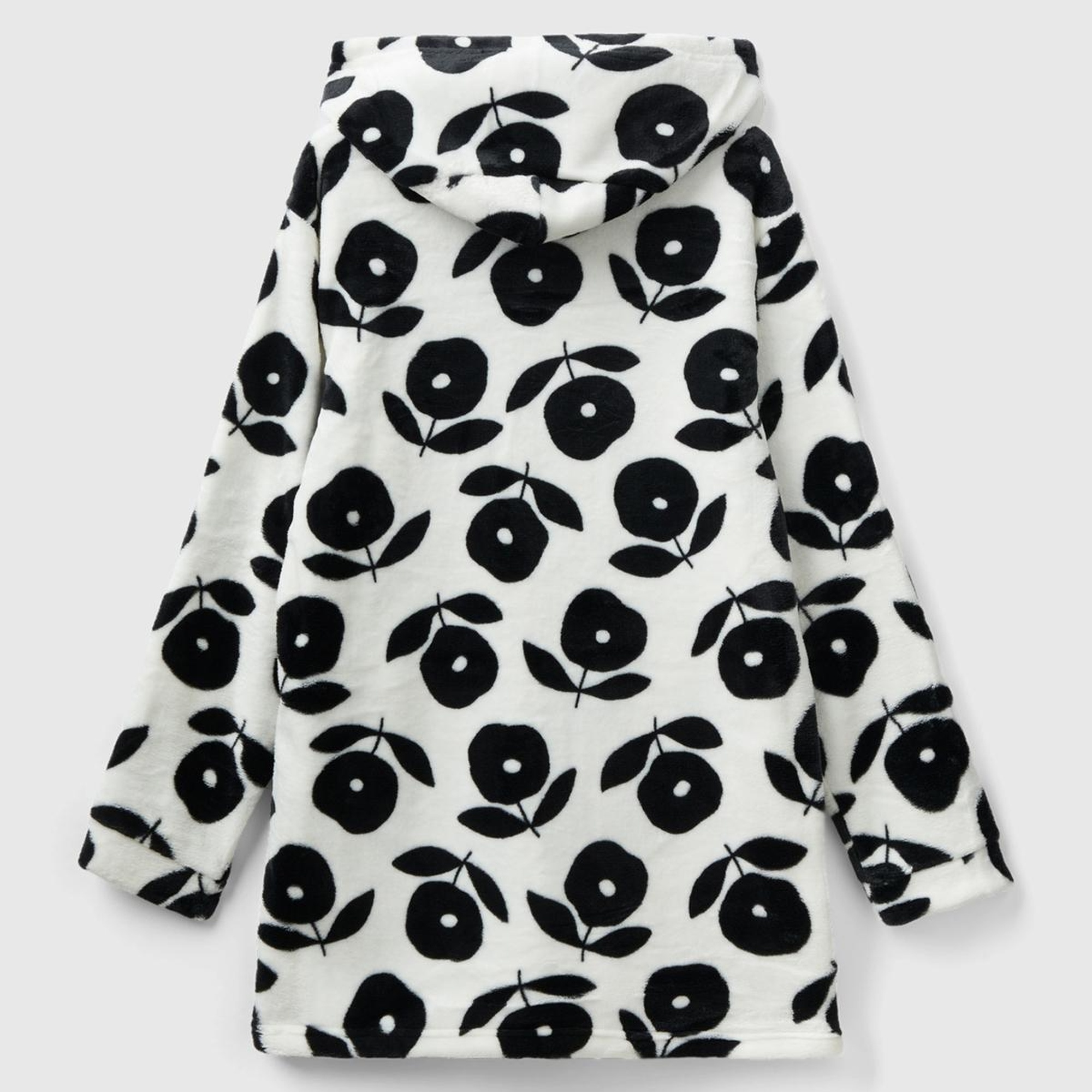 Kadın Krem Tamamı Çiçek Desenli Sabahlık