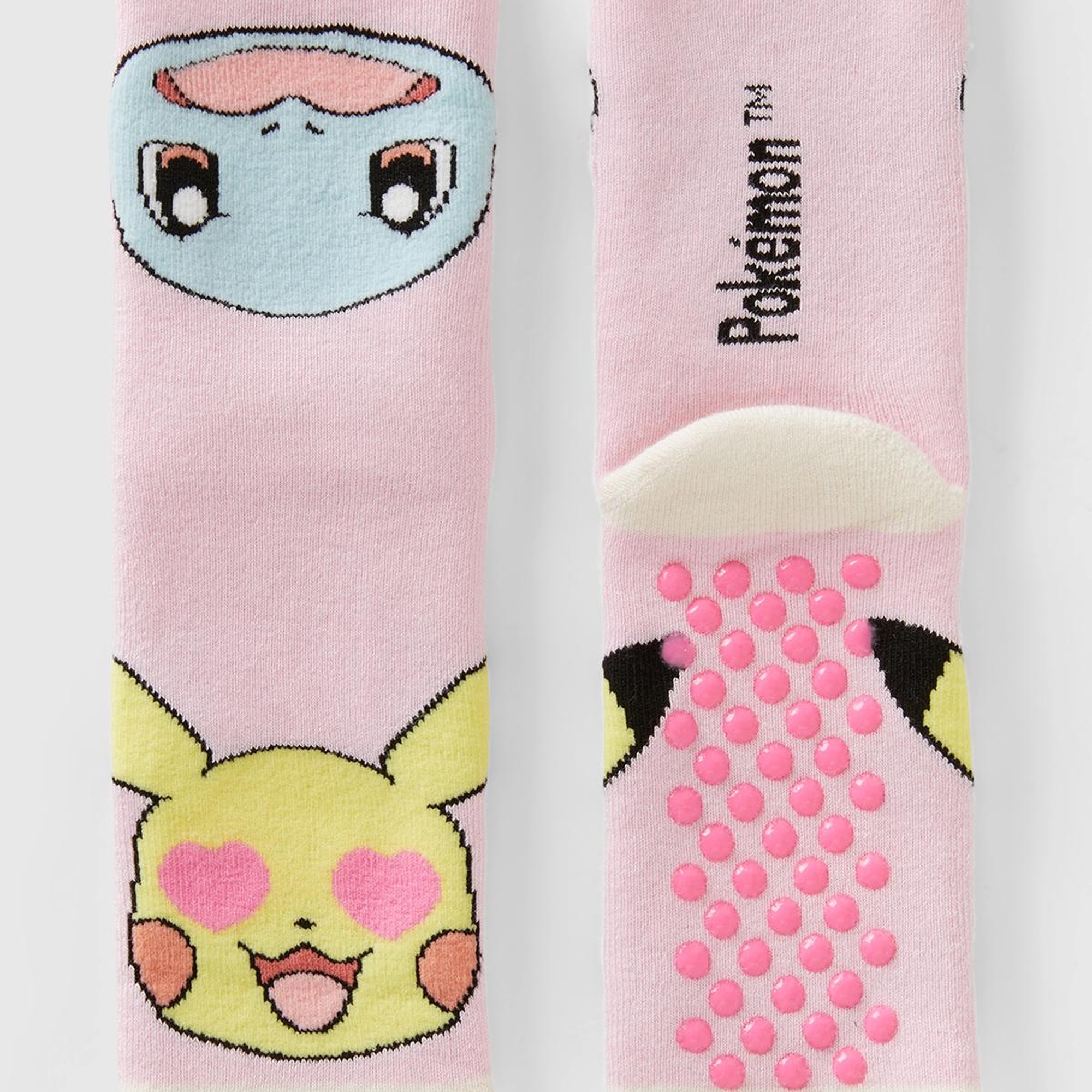 Erkek Çocuk Pembe Pokemon Desenli Kaydırmaz Çorap
