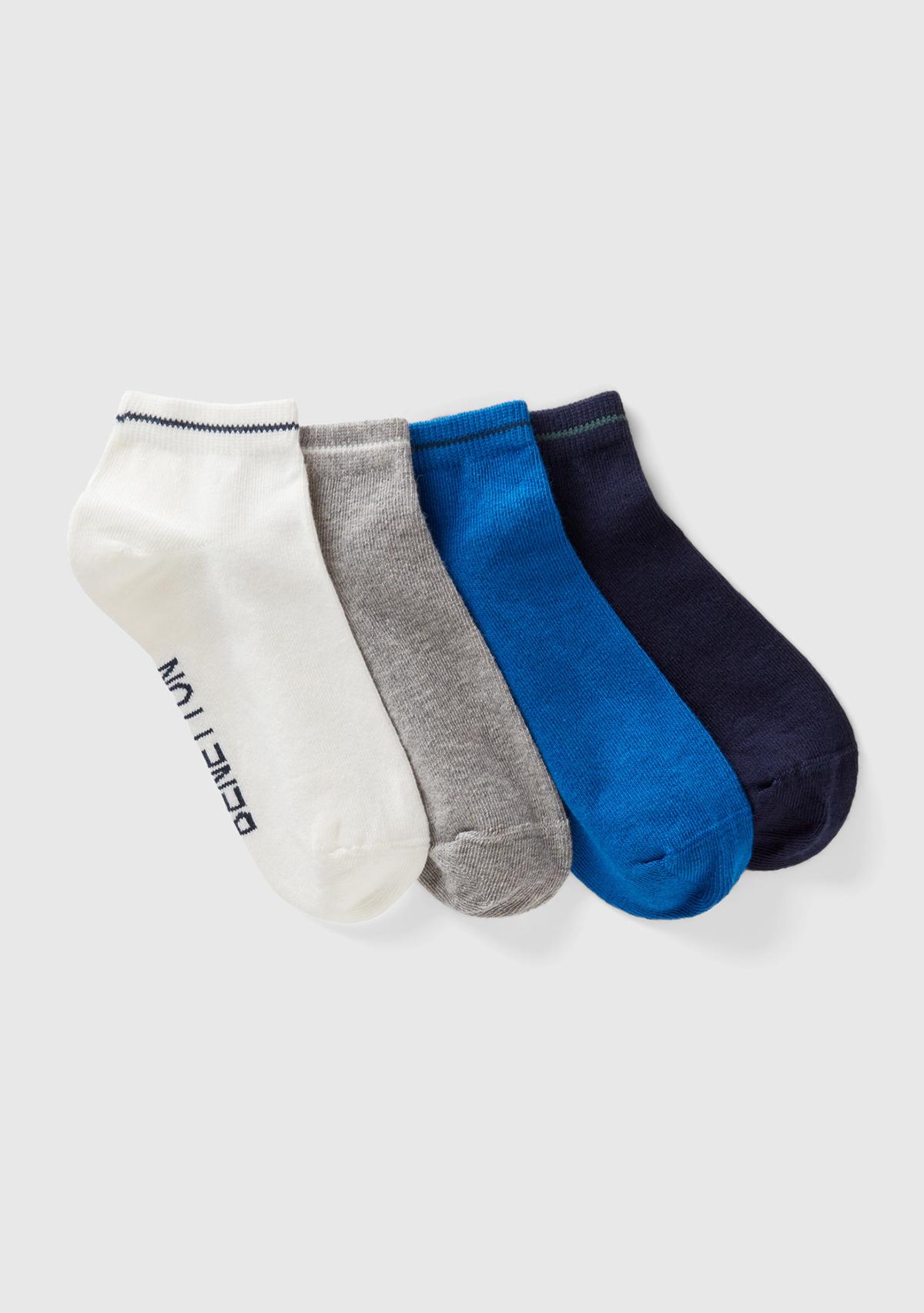  Erkek Çocuk Mavi Mix 4'lü Patik Çorap