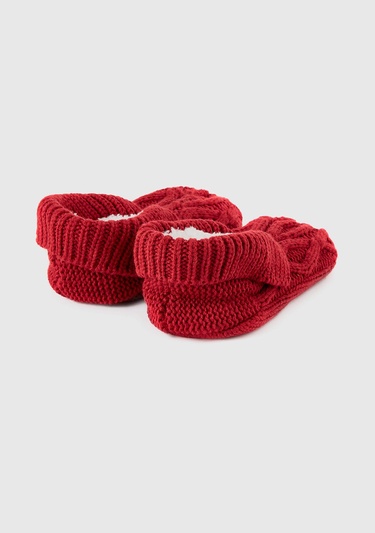  Kadın Bordo İşlemeli Peluş Panduf