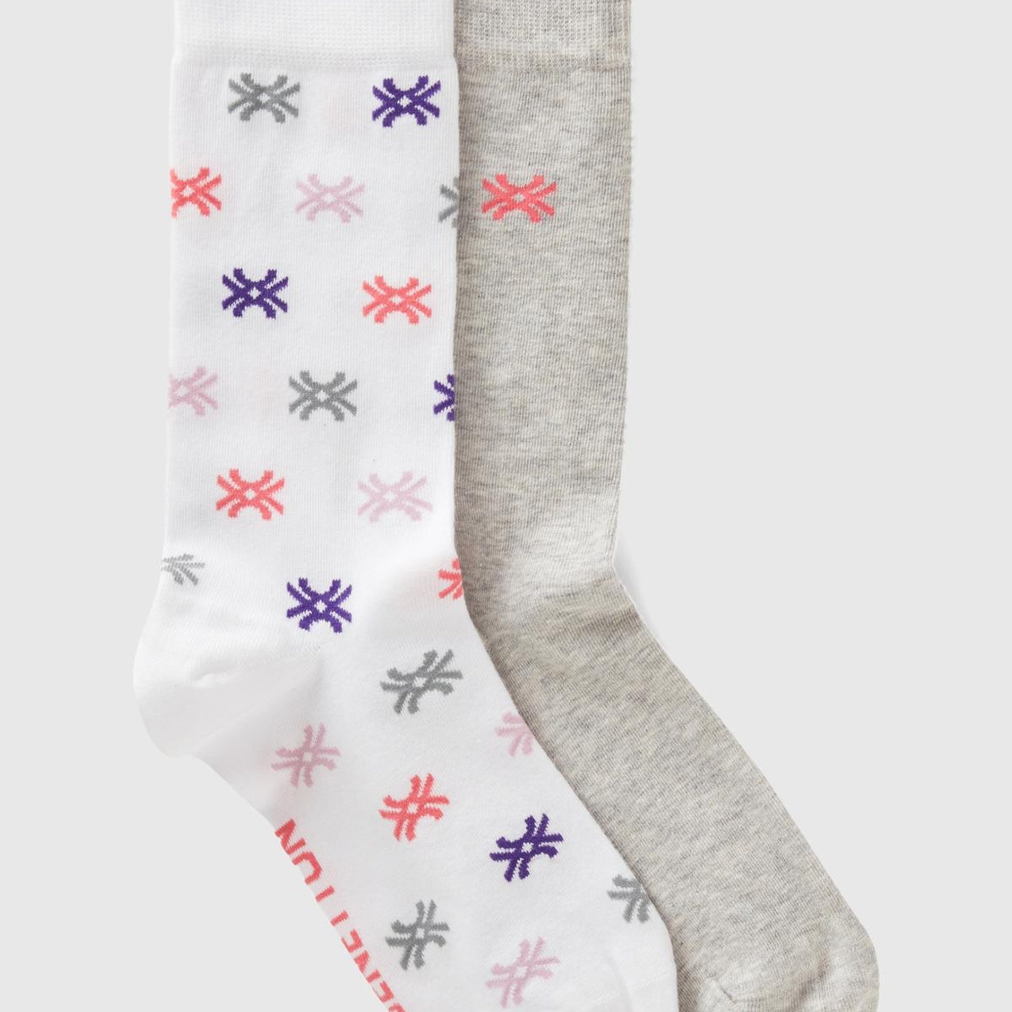 Unisex Beyaz Mix 2'li Soket Çorap